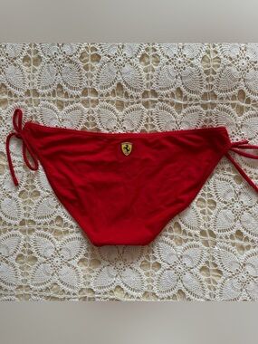 Scuderia Ferrari Red Tie-Side Bikini Bottom with Shield Patch